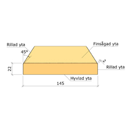 22X145 YTTERPANELBRÄDA GRUNDMÅLAD 60 µM GRAN G4-2 3,6M