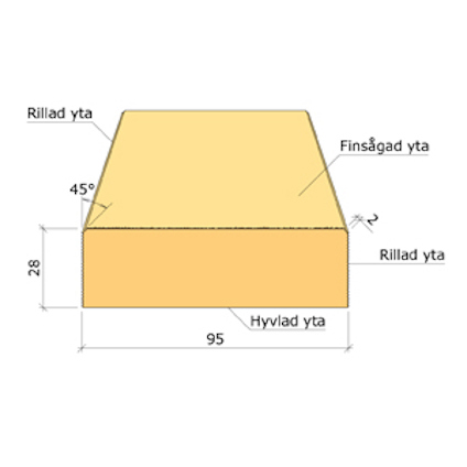 28X95 YTTERPANELBRÄDA GRUNDMÅLAD 60 µM GRAN G4-2 4,8M