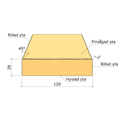 28X120 YTTERPANELBRÄDA GRUNDMÅLAD 60 µM GRAN G4-2 4,8M
