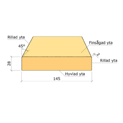 28X145 YTTERPANELBRÄDA GRUNDMÅLAD 60 µM GRAN G4-2 4,8M