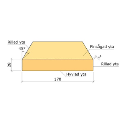 28X170 YTTERPANELBRÄDA GRUNDMÅLAD 60 µM GRAN G4-2 4,8M