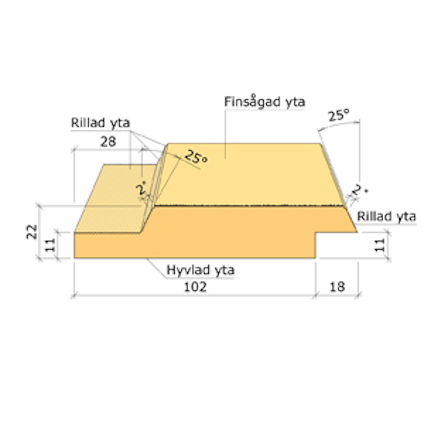22X120 FALSAD SPÅRPANEL M FAS KANT G-MÅL 60 µM GRAN G4-2 3,6M