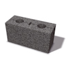 Grått betongblock med två runda hål på ovansidan, frilagt mot vit bakgrund.