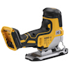 Gul och svart sladdlös sticksåg med texten "DEWALT DCS335 XR".