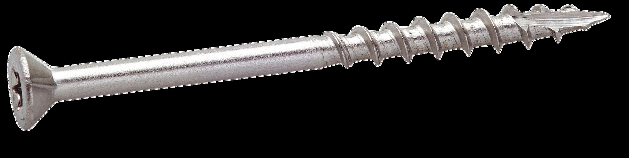 TRALLSKRUV I ROSTFRITT A4 STÅL MED FIBERSKÄRANDE BORRSPETS - FAST