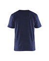 Marinblå t-shirt sedd bakifrån.