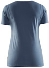 Blå t-shirt sedd bakifrån mot en vit bakgrund. Kortärmad och i slimmad passform.