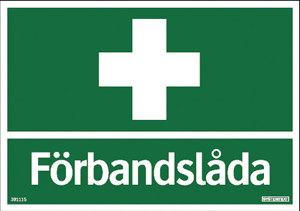 SKYLT FÖRBANDSLÅDA 210X148 PLAST