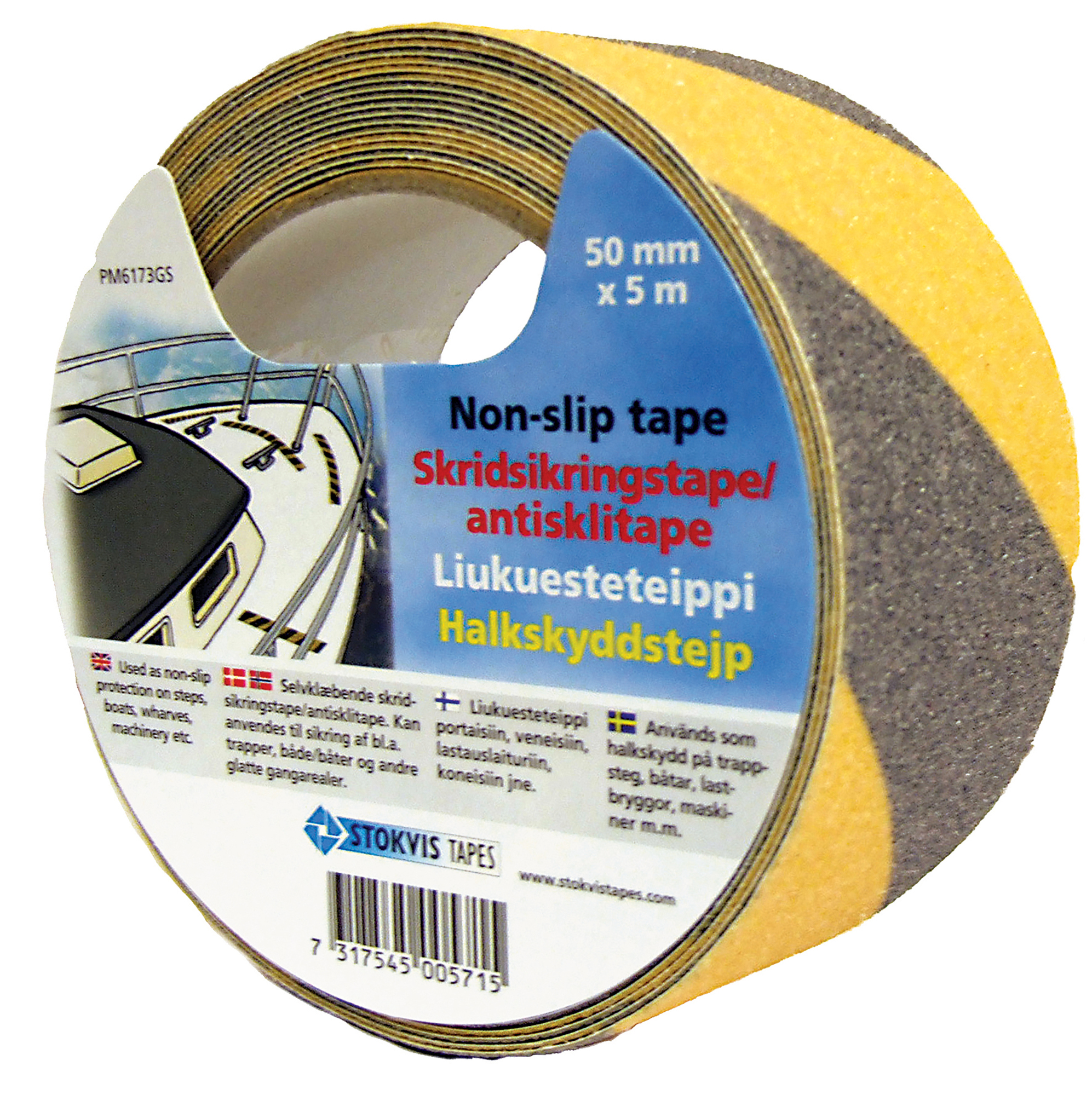 HALKSKYDDSTEJP, GUL/SVART 50 MM X 5 M - Stokvis Tapes