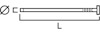 Ritning av en spik med symboler för diameter och längd, markerade som Ø och L.