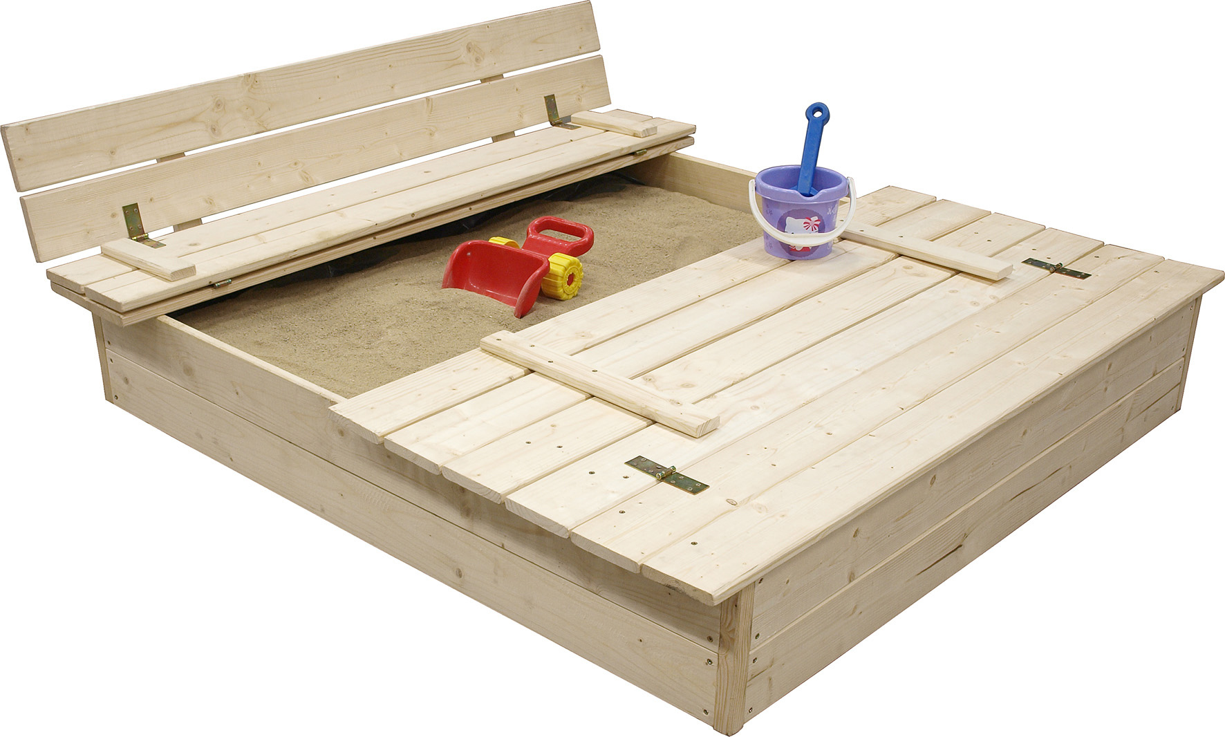 SANDLÅDA MED BÄNK/LOCK OBEH. 120X120 CM - Jabo