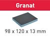 Rektangulär slipsvamp med etiketttexten "Granat" i röd rubrik och måtten 98 x 120 x 13 mm i svart text.