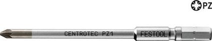 Borrbit med märkning "CENTROTEC PZ1 FESTOOL" och ett PZ-symbol bredvid. Grå metallisk finish.