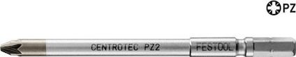 Bits i metall, märkta "CENTROTEC PZ2" och "FESTOOL", med ett stjärnformat PZ-korshuvud.