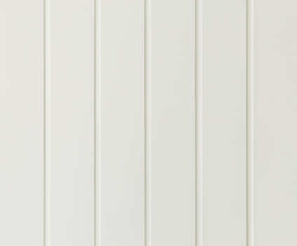 Vit, slät spårpanel med vertikala linjer och en matt finish.