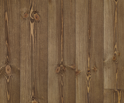 Bruna träplankor med tydlig ådring och knutar.