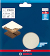 Förpackning av Bosch slippapper P400, Ø125 mm, 5-pack, med dammreduktion upp till 4x.