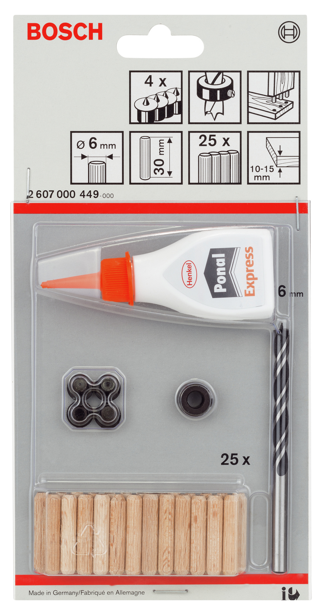 TRÄPLUGGSET 6MM 32 DELAR - Bosch