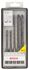 Förpackning med Bosch RobustLine borrset, storlekar 5-10 mm.