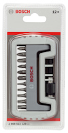 Bosch borrbitsats i genomskinlig förpackning med 12 bitar och ett handtag. Artikelnr: 2 608 522 129.