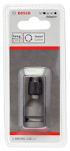 Adapterverktyg från Bosch i förpackning med etikett "1/2'' to 1/4'' Adaptor" och "long LIFE Impact Control".