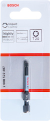 Förpackning med Bosch T20 bits för slagskruvdragare, text: "Impact Control, highly robust".