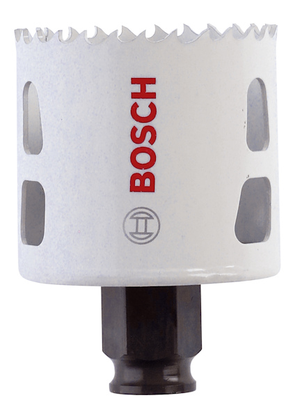 Hålsåg med tandad kant och ventilationsöppningar, märkt med "Bosch" i röd text.