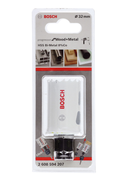 Förpackning av Bosch hålsåg, Progresor for Wood+Metal, 32 mm.