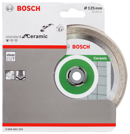 Förpackning med Bosch keramisk diamantskiva, diameter 125 mm, standard Ceramic.