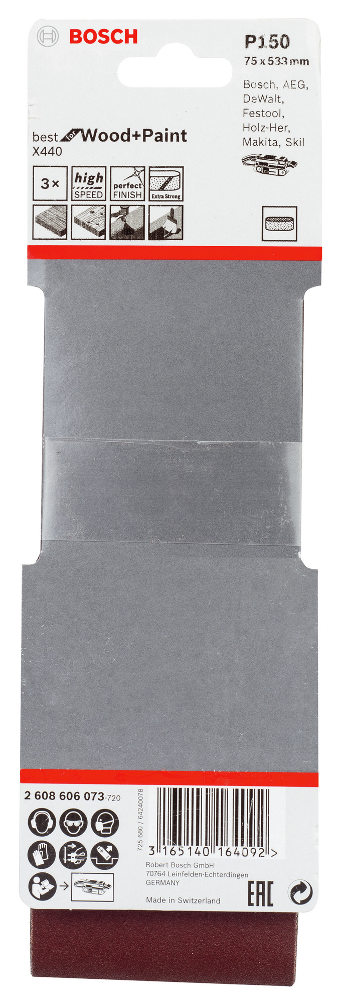 SLIPBAND 75X533MM BFW K150 3ST - Bosch