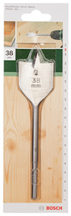 Förpackad plattborr från Bosch, 38 mm storlek, för träbearbetning.