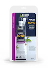 Förpackning av Bostik Maxi Bond lim, 100 ml, i en blisterförpackning med blå och lila detaljer samt text.