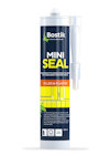 Transparent tub av Bostik MINI SEAL med färgglad etikett och appliceringsmunstycke.