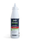 Vit flaska med grönt och svart etikett; texten "Bostik Wood Adhesive 730 Outdoor" syns.