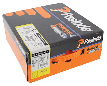 Kartong med Paslode spikar, serie i, 4.0 x 50 mm RING, 1250 st.