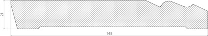 Tvärsnitt av en byggkomponent med längdmått 145 och höjdmått 21.