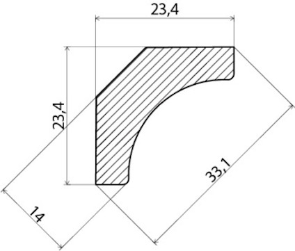 Ett svart, diagonalrandigt hörne på vit bakgrund.