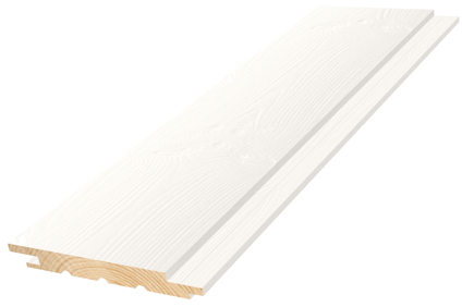 Vitmålad träpanel med slät yta och spår för montering.