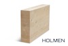 Limträbalk i ljust trä med texten "HOLMEN" bredvid.