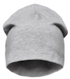 Ljusgrå bomullsmössa med slät yta, sedd framifrån.