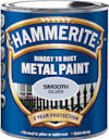 Blå burk med Hammertite Direct to Rust Metal Paint, Silver. Text om 8 års skydd, ingen grundning behövs, snabb torktid.