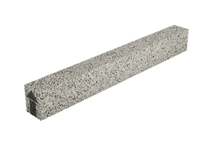 Rektangulärt, grått murblock med textur liknande betong.
