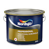 Färgbehållare med texten "Nordsjö Professional Traditonal Nuretanolja." Blå och guld etikett med logotyp.
