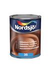 Burk med Nordsjö möbellack i halvblank finish, etikett med färgstarkt logotyp och text på flera språk, nummer 35 synligt.