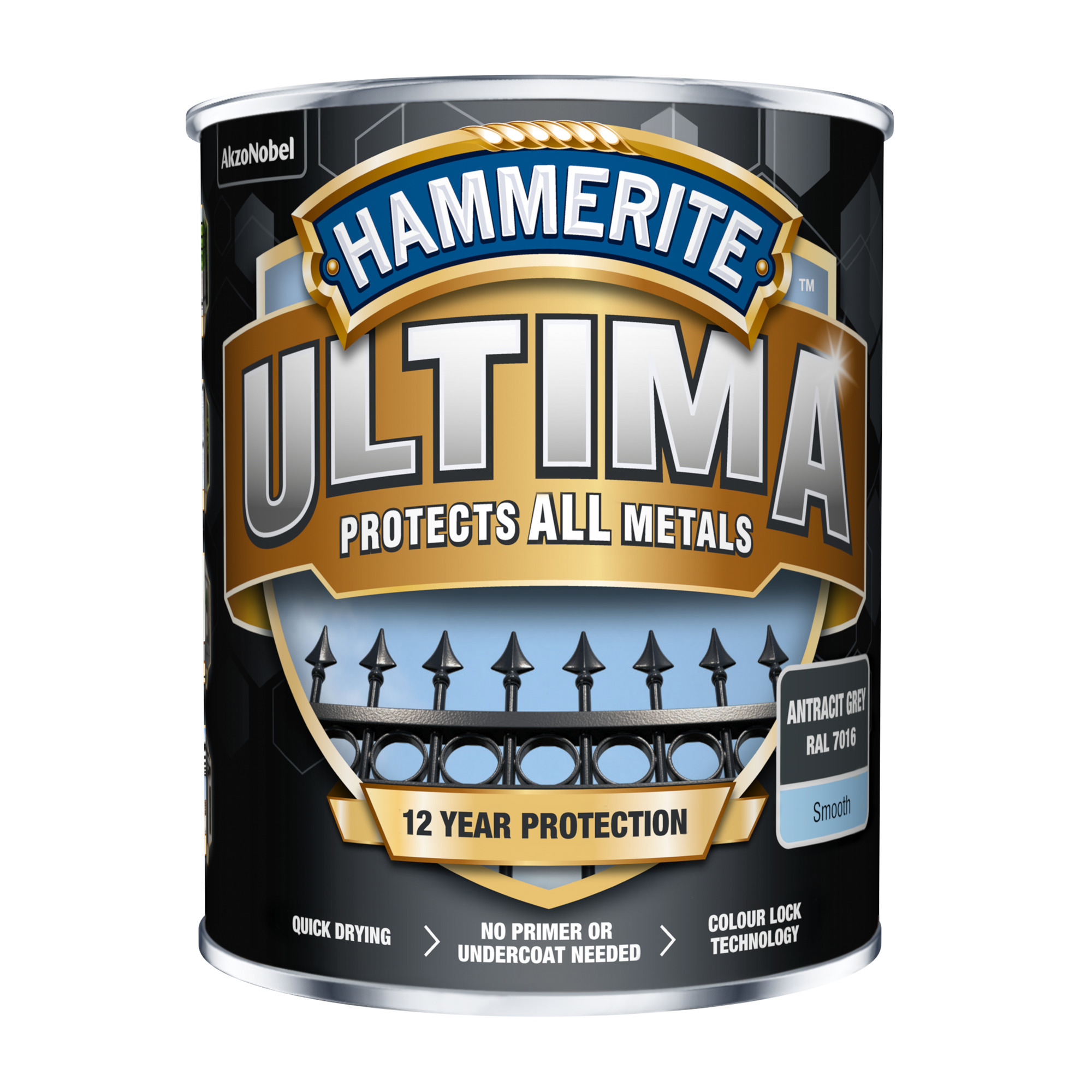 METALLFÄRG ULTIMA SMOOTH ANTRACIT GREY HAMMERITE 0,25L - Hammerite