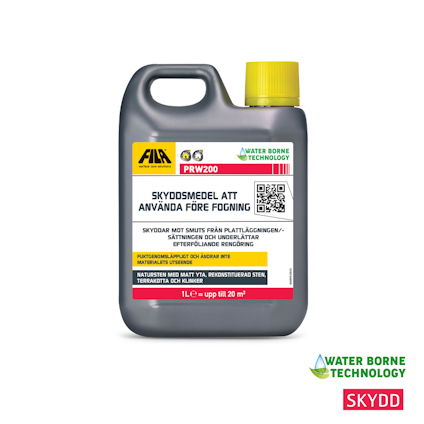 Förpackning med impregneringsmedel PRW200 från FILA, 1 liter. Text och symboler synliga på etiketten.
