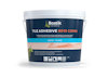 Vit plasthink med texten "Bostik Tile Adhesive 8010 Combi" och illustrationsdetaljer.