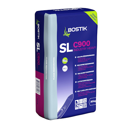 Bostik SL C900 golvavjämningsmassa, 20 kg säck, för golvpreparation.