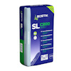 Förpackning med Bostik SL C800 golvavjämningsmassa, 20 kg, blå och grön design.
