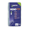 Förpackning med Bostik RENO C710 FINE+ 15KG, text på engelska beskriver användningsområden och instruktioner.